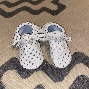 Freshly Picked Silver Polka Dot Moccs